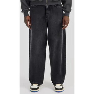NWT Cernucci Super Baggy Jeans Washed Black Streetwear Denim 32